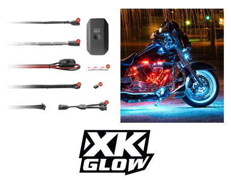 XK Glow lighting kits for motorcycles at SoundFX RI 